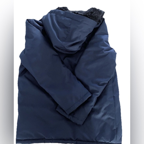 Nautica Women’s L Winter Parka Jacket Hooded Navy Blue Faux Fur Lined Warm Coat - Picture 9 of 10